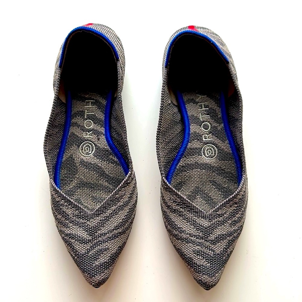 ROTHY’s The Point Gray Zebra Flats 6.5